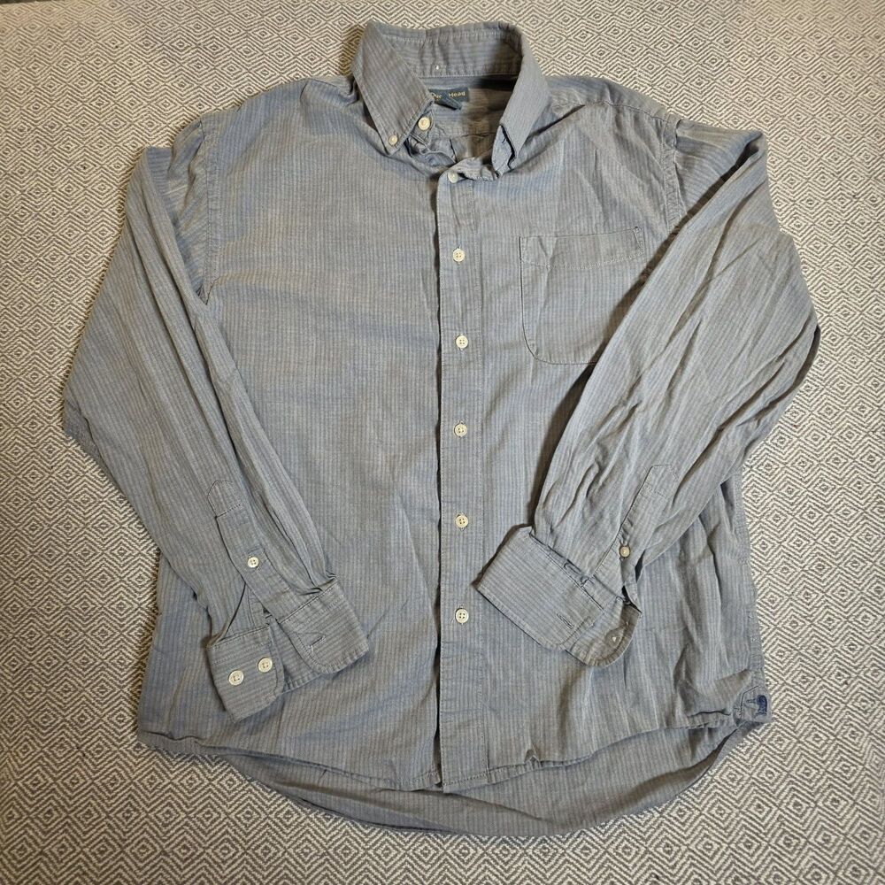 Duck Head Classic Men’s Medium Gray Herringbone Button Down Shirt Vintage